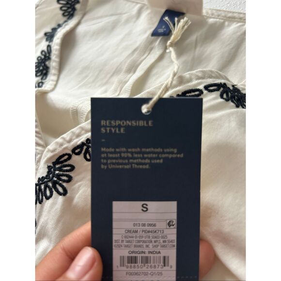 Universal Thread Cream Embroidered Midi Dress NWT Size Small β Boho Summer Dress - Picture 6 of 10